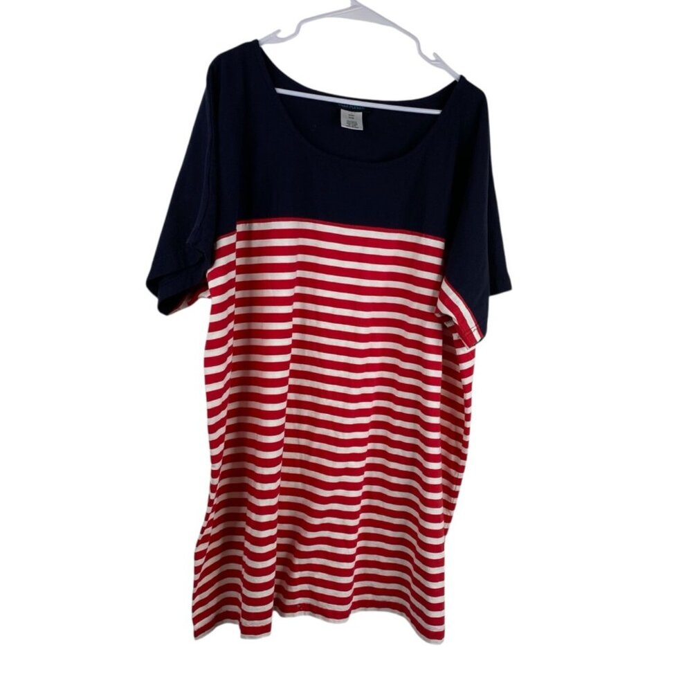 Ulla Popken Dress Women's Red White Blue Patriotic 4th July Short Sleeves 24/26